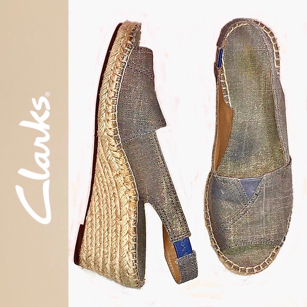 CLARKS Petrine Rhea blue metallic espadrilles
